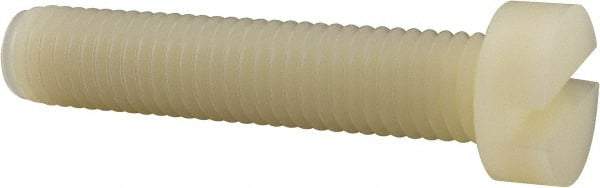 Made in USA - M10x1.50 Metric Coarse, 50mm Length Under Head Slotted Drive Machine Screw - Cheese Head, Grade 6/6 Nylon, Uncoated, Without Washer - Caliber Tooling