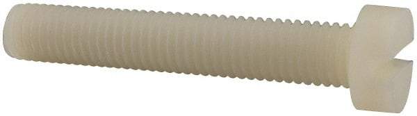 Made in USA - M10x1.50 Metric Coarse, 60mm Length Under Head Slotted Drive Machine Screw - Cheese Head, Grade 6/6 Nylon, Uncoated, Without Washer - Caliber Tooling