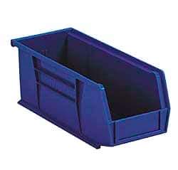 Akro-Mils - 20 Lb. Load Capacity, 10-7/8" Deep, Blue Polymer Hopper Stacking Bin - 4" High x 4-1/8" Wide x 10-7/8" Long - Caliber Tooling