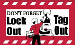 NMC - Don't Forget - Lockout Tagout, 60 Inch Long x 36 Inch High, Safety Banner - Polyethylene, English, Printed on 1 Side - Caliber Tooling