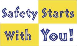 NMC - Safety Starts with You!, 60 Inch Long x 36 Inch High, Safety Banner - Polyethylene, English, Printed on 1 Side - Caliber Tooling