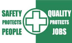 NMC - Safety Protects People - Quality Protects Jobs, 60 Inch Long x 36 Inch High, Safety Banner - Polyethylene, English, Printed on 1 Side - Caliber Tooling