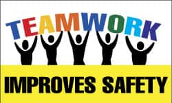 NMC - Teamwork Improves Safety, 60 Inch Long x 36 Inch High, Safety Banner - Polyethylene, English, Printed on 1 Side - Caliber Tooling