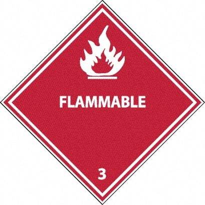 NMC - Flammable DOT Shipping Label - 4" High x 4" Wide - Caliber Tooling