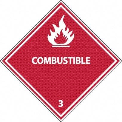 NMC - Combustible DOT Shipping Label - 4" High x 4" Wide - Caliber Tooling