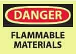 NMC - "Danger - Flammable Materials", 10" Long x 14" Wide, Pressure-Sensitive Vinyl Safety Sign - Rectangle, 0.004" Thick, Use for Hazardous Materials - Caliber Tooling