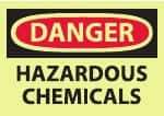 NMC - "Danger - Hazardous Chemicals", 10" Long x 14" Wide, Pressure-Sensitive Vinyl Safety Sign - Rectangle, 0.004" Thick, Use for Hazardous Materials - Caliber Tooling