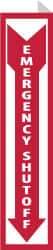 NMC - "Emergency Shut-Off", 18" Long x 4" Wide, Rigid Plastic Safety Sign - Rectangle, 0.05" Thick, Use for Accident Prevention - Caliber Tooling