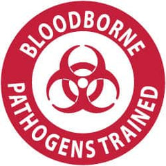 NMC - Bloodborne Pathogens Trained, Hard Hat Label - Red on White, 2" Thick, For Accident Prevention - Caliber Tooling