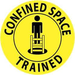 NMC - Confined Space Trained, Hard Hat Label - Black on Yellow, 2" Thick, For Accident Prevention - Caliber Tooling