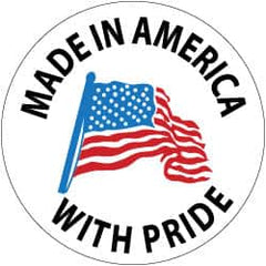 NMC - Made in America with Pride, Hard Hat Label - Blue & Black on White, Red, 2" Thick, For Accident Prevention - Caliber Tooling