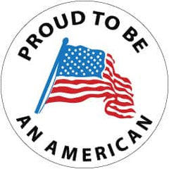 NMC - Proud to Be an American, Hard Hat Label - Blue & Black on White, Red, 2" Thick, For Accident Prevention - Caliber Tooling