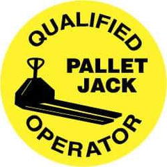 NMC - Qualified Pallet Jack Operator, Hard Hat Label - Black on Yellow, 2" Thick, For Certified Operator - Caliber Tooling