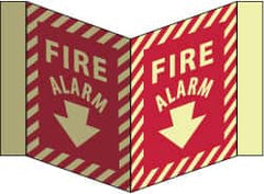 NMC - Fire Alarm, Acrylic Fire Sign - 8-3/4" Wide x 5-3/4" High, Glow-in-the-Dark - Caliber Tooling