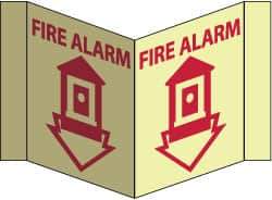 NMC - Fire Alarm, Acrylic Fire Sign - 8-3/4" Wide x 5-3/4" High, Glow-in-the-Dark - Caliber Tooling