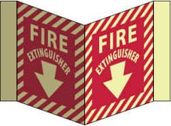 NMC - Fire Extinguisher, Acrylic Fire Sign - 8-3/4" Wide x 5-3/4" High, Glow-in-the-Dark - Caliber Tooling