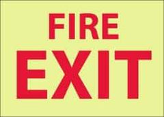 NMC - Fire Exit, Pressure Sensitive Vinyl Fire Sign - 14" Wide x 10" High, Glow-in-the-Dark - Caliber Tooling