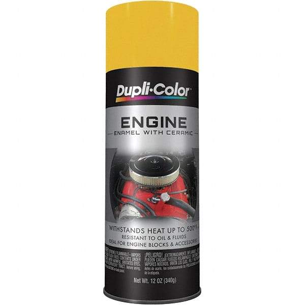 Dupli-Color - 12 oz Daytona Yellow Automotive Heat Resistant Paint - Gloss Finish, 500°F Max Temp, Comes in Aerosol Can - Caliber Tooling