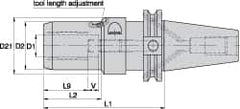 Kennametal - CAT40 Taper Shank, 1/2" Hole Diam, Hydraulic Tool Holder/Chuck - 31.5mm Nose Diam, 152.4mm Projection, 1.42" Clamp Depth, 15,000 RPM, Through Coolant - Exact Industrial Supply