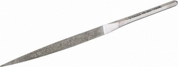 Strauss - 8-1/2" OAL Fine Three Square Needle Diamond File - 3/8" Wide x 3/8" Thick, 4-3/8 LOC, 91 Grit - Caliber Tooling