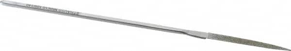 Strauss - 5-1/2" OAL Medium Barrette Needle Diamond File - 5/32" Wide x 1/16" Thick, 1-5/8 LOC, 126 Grit - Caliber Tooling