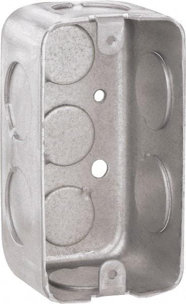 Cooper Crouse-Hinds - 1 Gang, (9) 1/2 & 3/4" Knockouts, Steel Rectangle Wall Box - 4" Overall Height x 2-1/8" Overall Width x 1-7/8" Overall Depth - Caliber Tooling