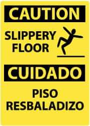 NMC - "Caution - Slippery Floor", 14" Long x 10" Wide, Aluminum Safety Sign - Rectangle, 0.04" Thick, Use for Accident Prevention - Caliber Tooling