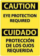 NMC - "Caution - Eye Protection Required", 14" Long x 10" Wide, Pressure-Sensitive Vinyl Safety Sign - Rectangle, 0.004" Thick, Use for Accident Prevention - Caliber Tooling