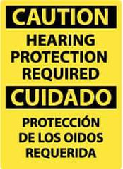 NMC - "Caution - Hearing Protection Required", 14" Long x 10" Wide, Rigid Plastic Safety Sign - Rectangle, 0.05" Thick, Use for Accident Prevention - Caliber Tooling