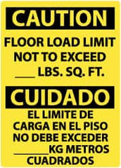 NMC - "Caution - Floor Load Limit - Not to Exceed __ lb. Sq. Ft.", 14" Long x 10" Wide, Aluminum Safety Sign - Rectangle, 0.04" Thick, Use for Accident Prevention - Caliber Tooling