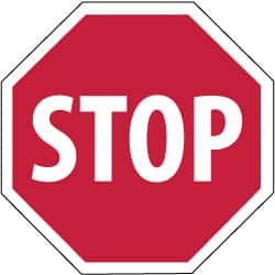 NMC - "Stop", 12" Wide x 12" High, Plastic Stop & Yield Signs - 0.05" Thick, White on Red, Octagon, Wall Mount - Caliber Tooling