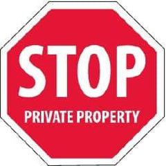 NMC - "Security Notice - Stop - Private Property", 12" Long x 12" Wide, Rigid Plastic Safety Sign - Hexagon, 0.05" Thick, Use for Security & Admittance - Caliber Tooling