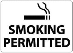 NMC - "Smoking Permitted", 10" Long x 14" Wide, Aluminum Safety Sign - Rectangle, 0.04" Thick, Use for Smoking Regulations - Caliber Tooling