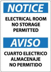 NMC - "Notice - Electrical Room - No Storage Permitted", 14" Long x 10" Wide, Rigid Plastic Safety Sign - Rectangle, 0.05" Thick, Use for Accident Prevention - Caliber Tooling