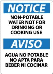 NMC - "Notice - Non-Potable Water - Not for Drinking or Cooking Use", 14" Long x 10" Wide, Pressure-Sensitive Vinyl Safety Sign - Rectangle, 0.004" Thick, Use for Hazardous Materials - Caliber Tooling