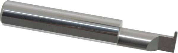 Accupro - 0.04" Groove Width, 3/8" Min Hole Diam, 3/4" Max Hole Depth, Full Radius Grooving Tool - 0.11" Projection, 1-3/4" Shank Length, 2-1/2" OAL, 0.02" Radius, Solid Carbide, Bright Finish - Exact Industrial Supply