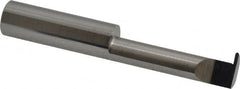 Accupro - 0.04" Groove Width, 3/8" Min Hole Diam, 1-1/4" Max Hole Depth, Full Radius Grooving Tool - 0.11" Projection, 1-1/4" Shank Length, 2-1/2" OAL, 0.02" Radius, Solid Carbide, Bright Finish - Exact Industrial Supply