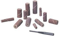 Standard Abrasives - 1/4" Max Roll Diam x 1" OAL, 320 Grit Aluminum Oxide Straight Cartridge Roll - 1/8" Pilot Hole Diam, Very Fine Grade - Caliber Tooling