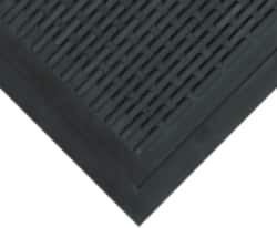 Wearwell - 5 Ft. Long x 3 Ft. Wide, Natural Rubber Surface, Raised Bars and Scrapers (Reversible) Entrance Matting - 5/16 Inch Thick, Outdoor, SBR Rubber, Black, 4 Edged Side, Series 224 - Caliber Tooling