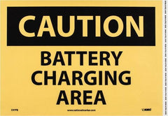 NMC - "Caution - Battery Charging Area", 10" Long x 14" Wide, Pressure-Sensitive Vinyl Safety Sign - Rectangle, 0.004" Thick, Use for Accident Prevention - Caliber Tooling