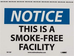 NMC - "Notice - This Is a Smoke-Free Facility", 7" Long x 10" Wide, Pressure-Sensitive Vinyl Safety Sign - Rectangle, 0.004" Thick, Use for Accident Prevention - Caliber Tooling