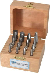 SGS Pro - 16 Piece, 1/4" Shank Burr Set - Tungsten Carbide, Multiple Head Shape - Caliber Tooling