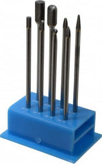 SGS Pro - 8 Piece, 1/4" Shank Burr Set - Tungsten Carbide, Multiple Head Shape - Caliber Tooling