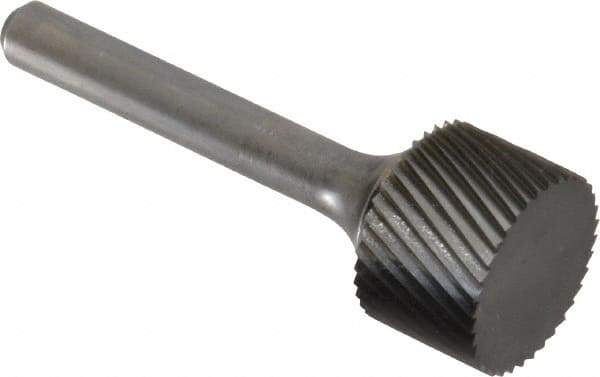 SGS Pro - 3/4" Cut Diam, 1/4" Shank Diam, Cylinder Head Single Cut Burr - Carbide, Flat End, 1/2" LOC - Caliber Tooling