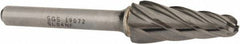 SGS Pro - 1/2" Cut Diam, 1/4" Shank Diam, Taper Head Single Cut Burr - Carbide, Radius End, 1-1/8" LOC, 3" OAL - Caliber Tooling