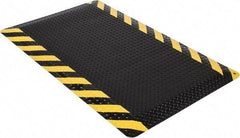 Wearwell - 5' Long x 3' Wide, Dry Environment, Anti-Fatigue Matting - Black with Yellow Chevron Borders, Vinyl with Nitrile Blend Base, Beveled on 4 Sides - Caliber Tooling