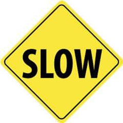 NMC - "Slow", 24" Wide x 24" High, Aluminum Traffic Control Signs - 0.08" Thick, Black on Yellow, High Intensity Reflectivity, Diamond, Post Mount - Caliber Tooling