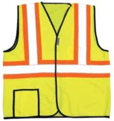 OccuNomix - Size 4XL High Visibility Yellow Solid General Purpose Vest - 56 to 58" Chest, ANSI 107-2015, Hook & Loop Closure, 2 Pockets, Polyester - Caliber Tooling