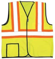 OccuNomix - Size L High Visibility Yellow Solid General Purpose Vest - 40 to 42" Chest, ANSI 107-2015, Hook & Loop Closure, 2 Pockets, Polyester - Caliber Tooling