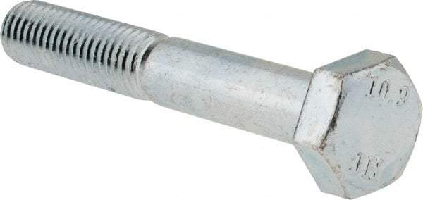 Value Collection - M10x1.50mm Metric Coarse, 65mm Length Under Head Hex Head Cap Screw - Partially Threaded, Grade 10.9 Alloy Steel, Zinc-Plated Finish, 17mm Hex - Caliber Tooling